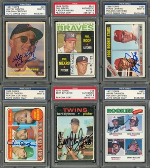 1957-1977 Topps Hall of Famers Signed Rookie Cards Collection (6 Different) - All PSA/DNA MINT 9